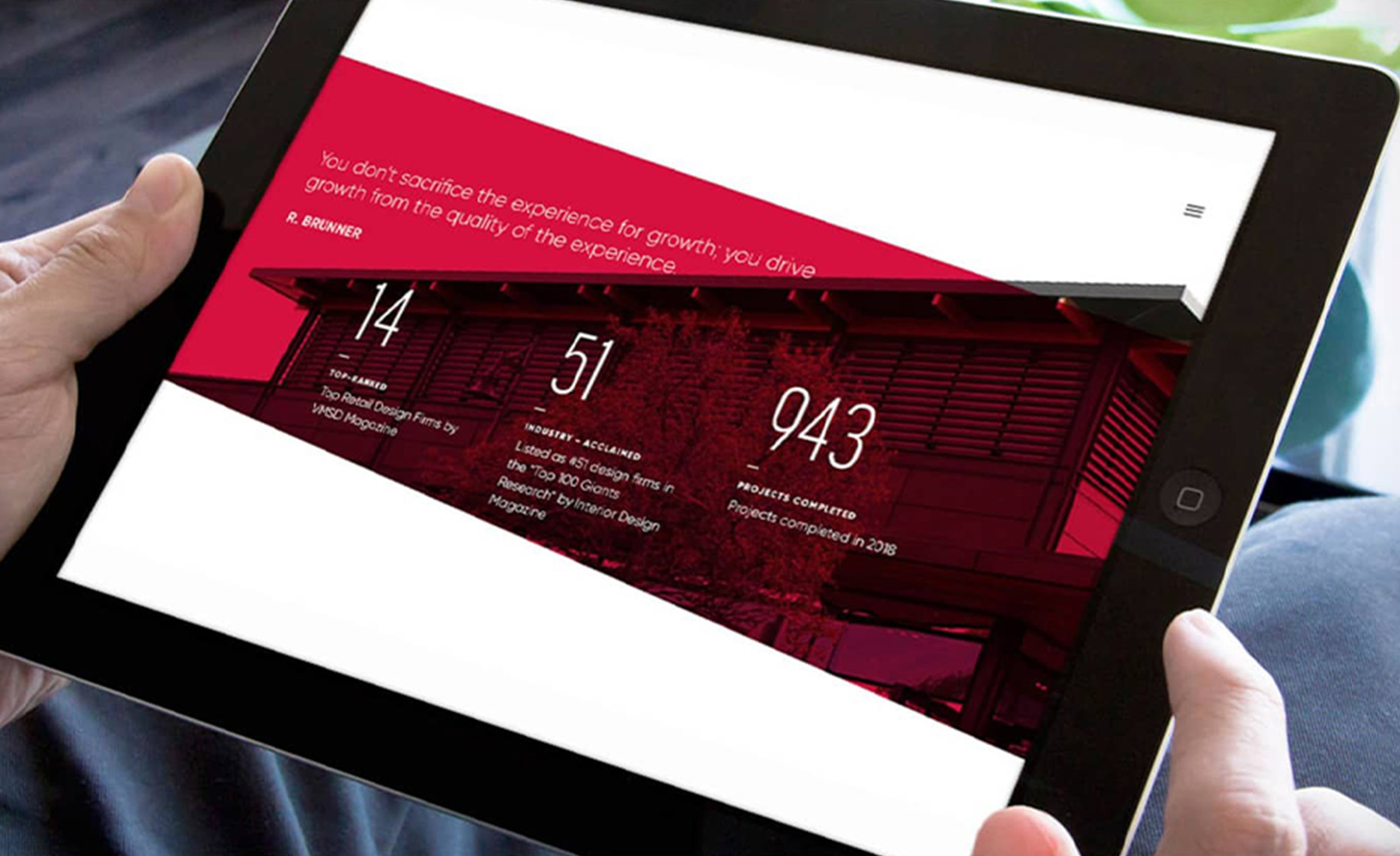 Sargenti Architects website design on tablet.