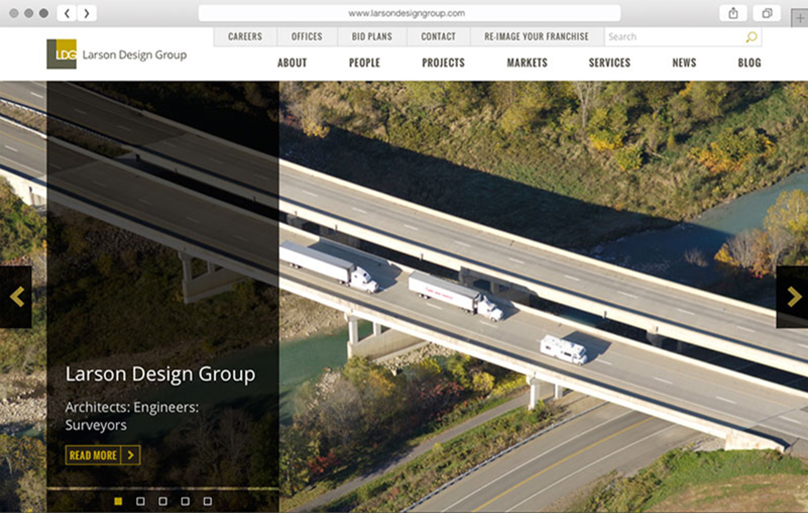 Larson Design Group home page mockup of Architecture website design.