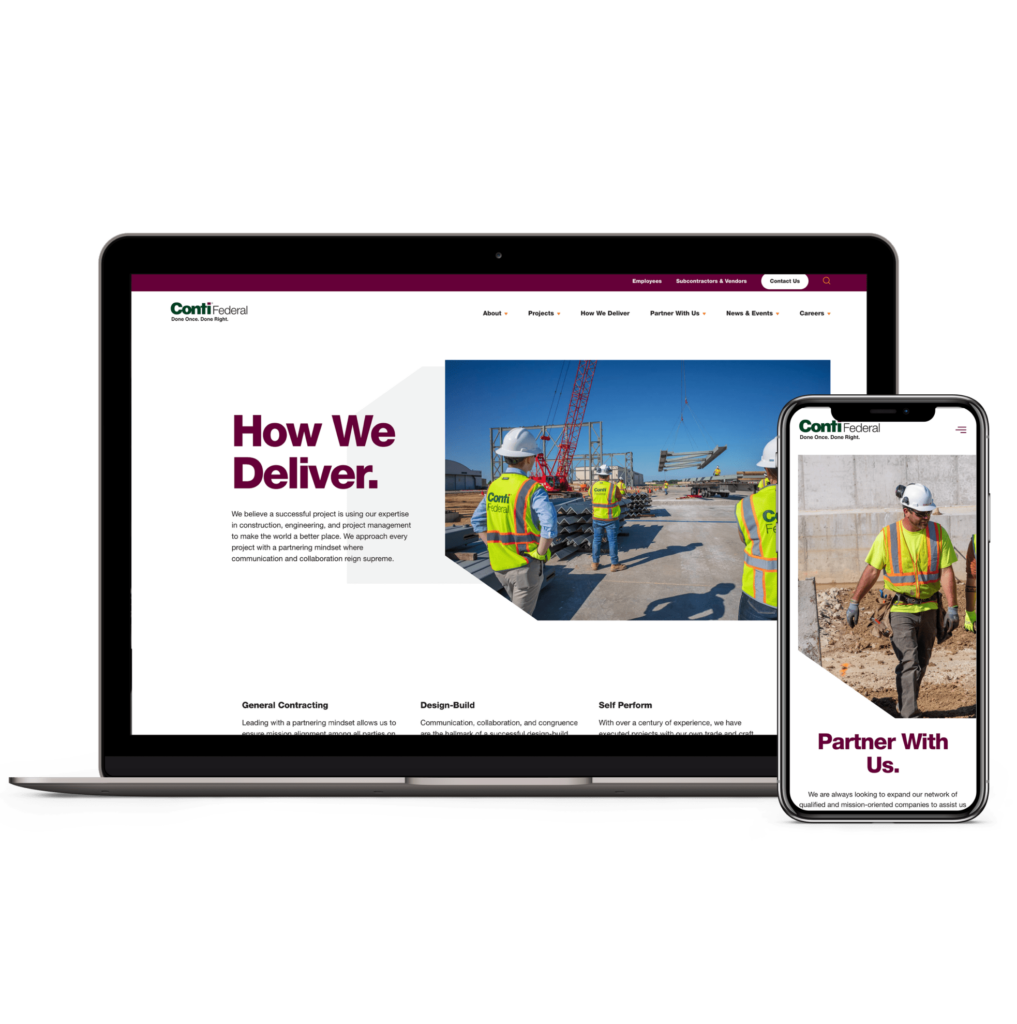 Conti Federal website design and development mockup on a laptop and mobile.