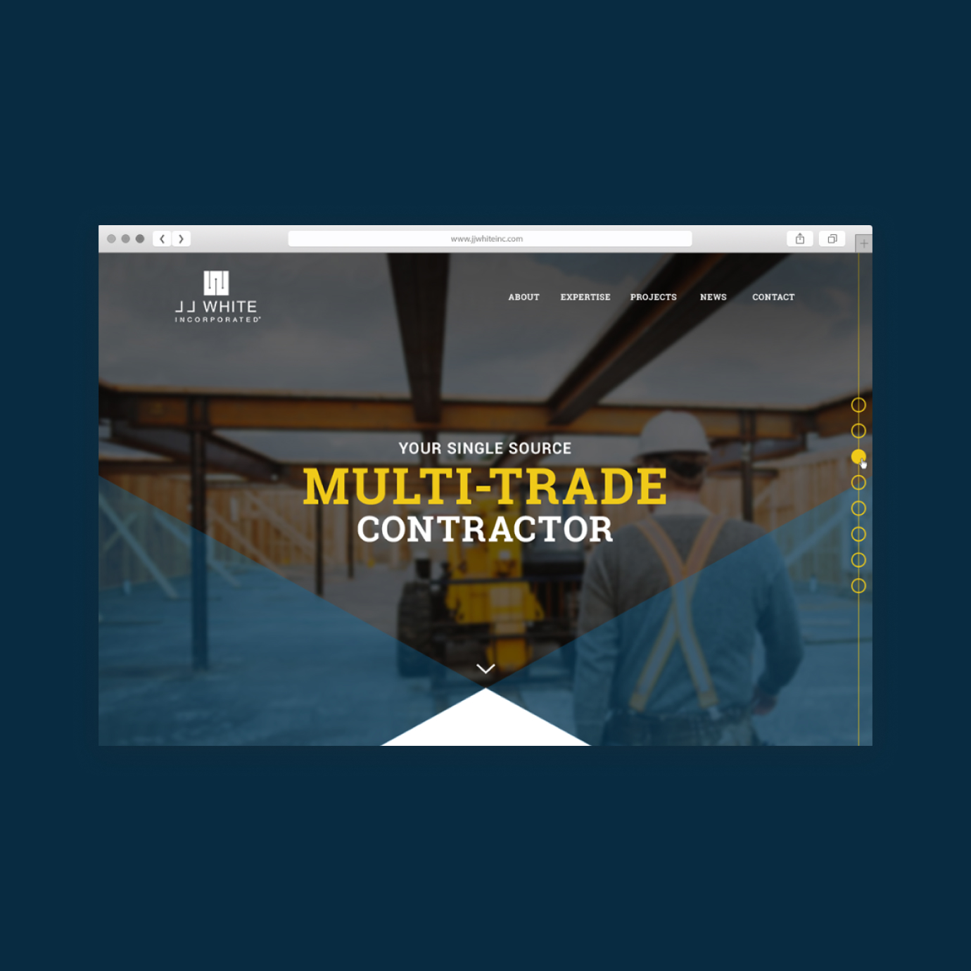 Mockup of J. J. White website construction website design.