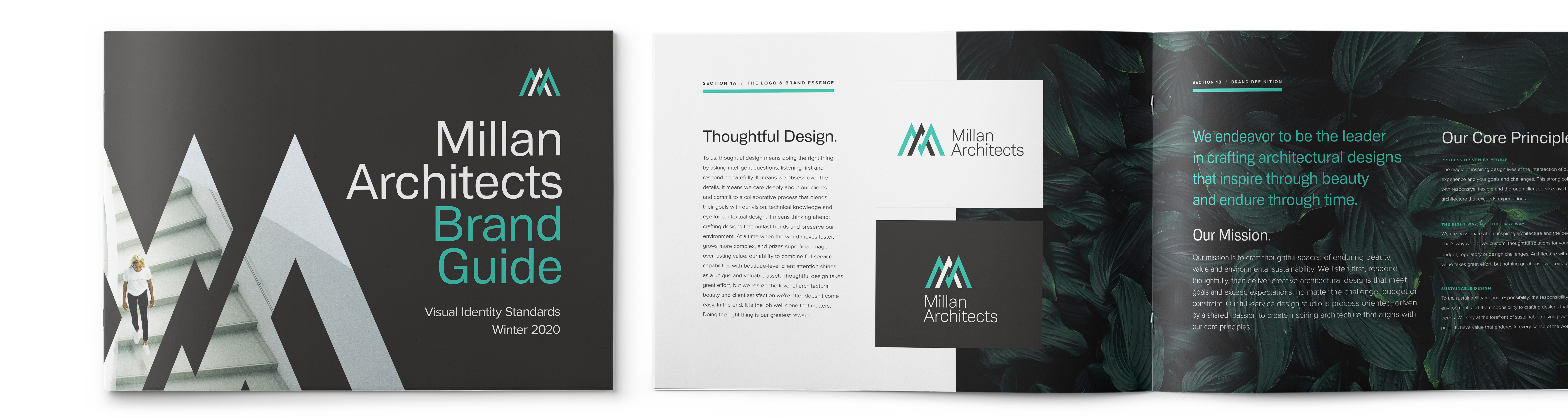 Third & Arch Millan Architects brand guide book for architecture firm branding.