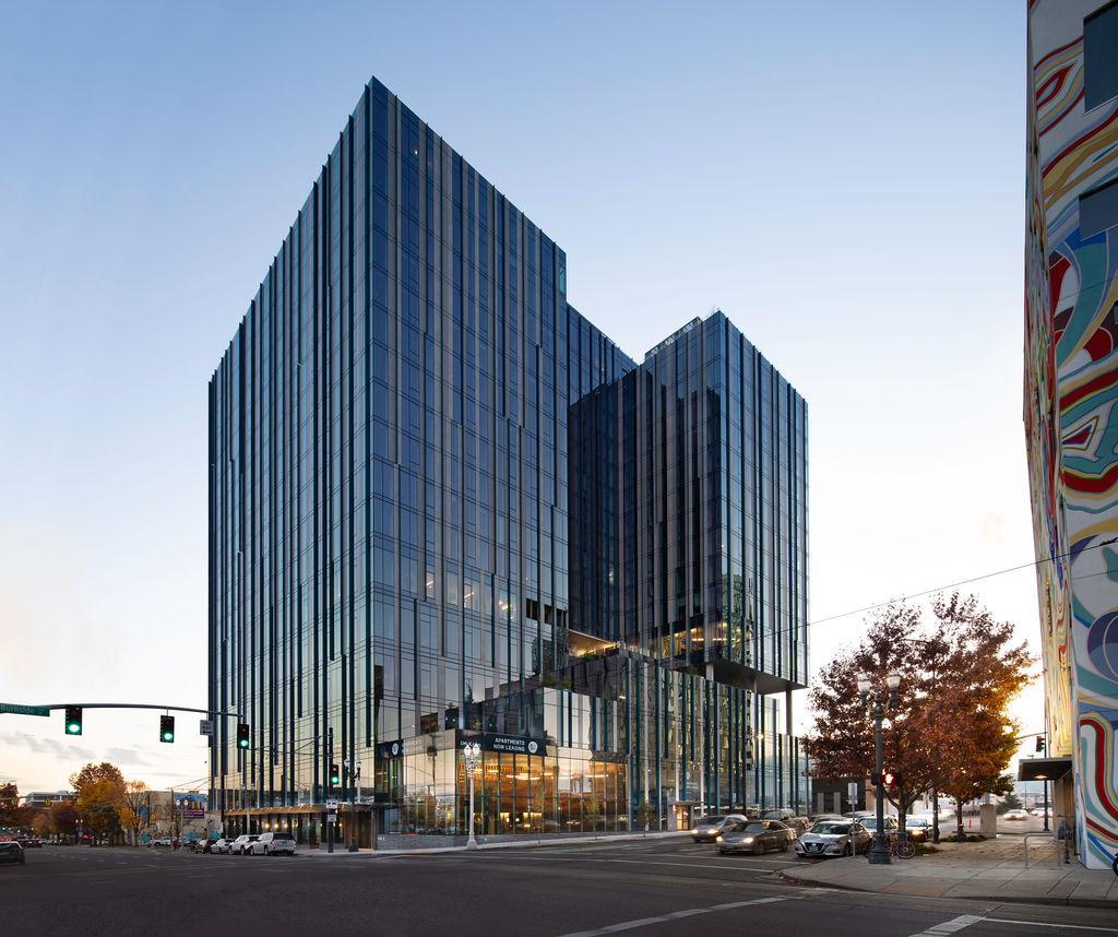 Tall commercial building in Portland, OR. Photographer Cheryl McIntosh