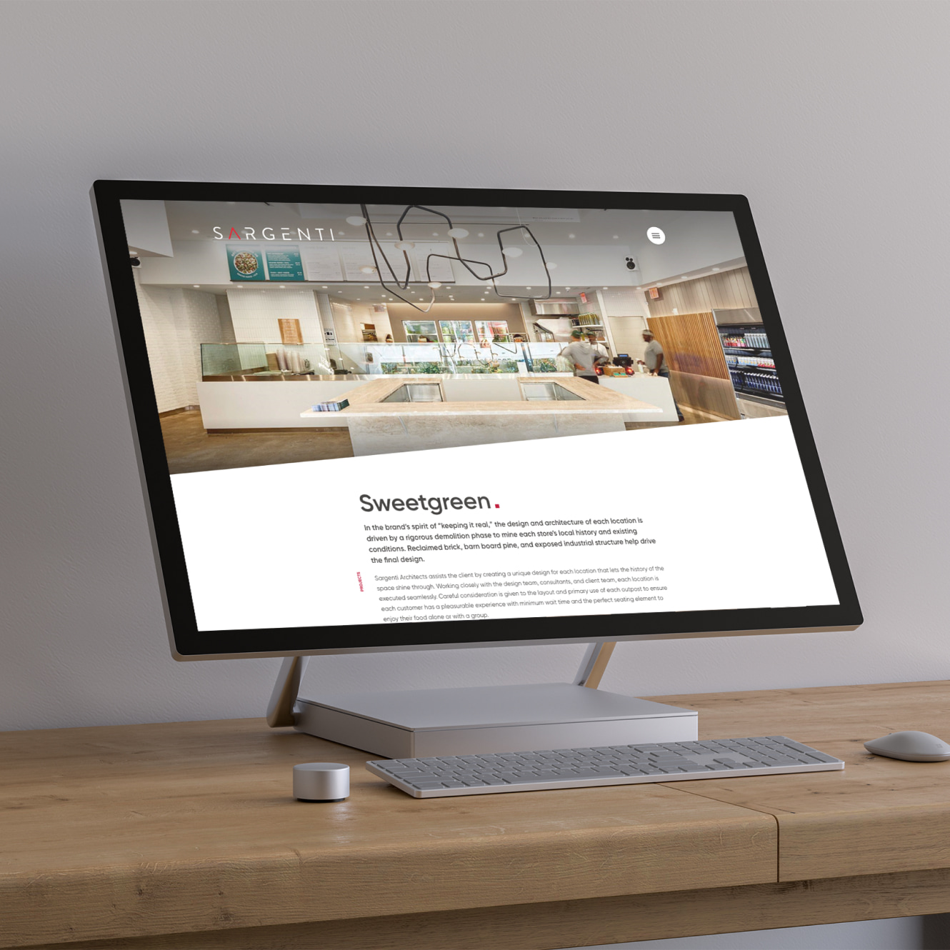 Mockup of Sargenti Architects website design on desktop.