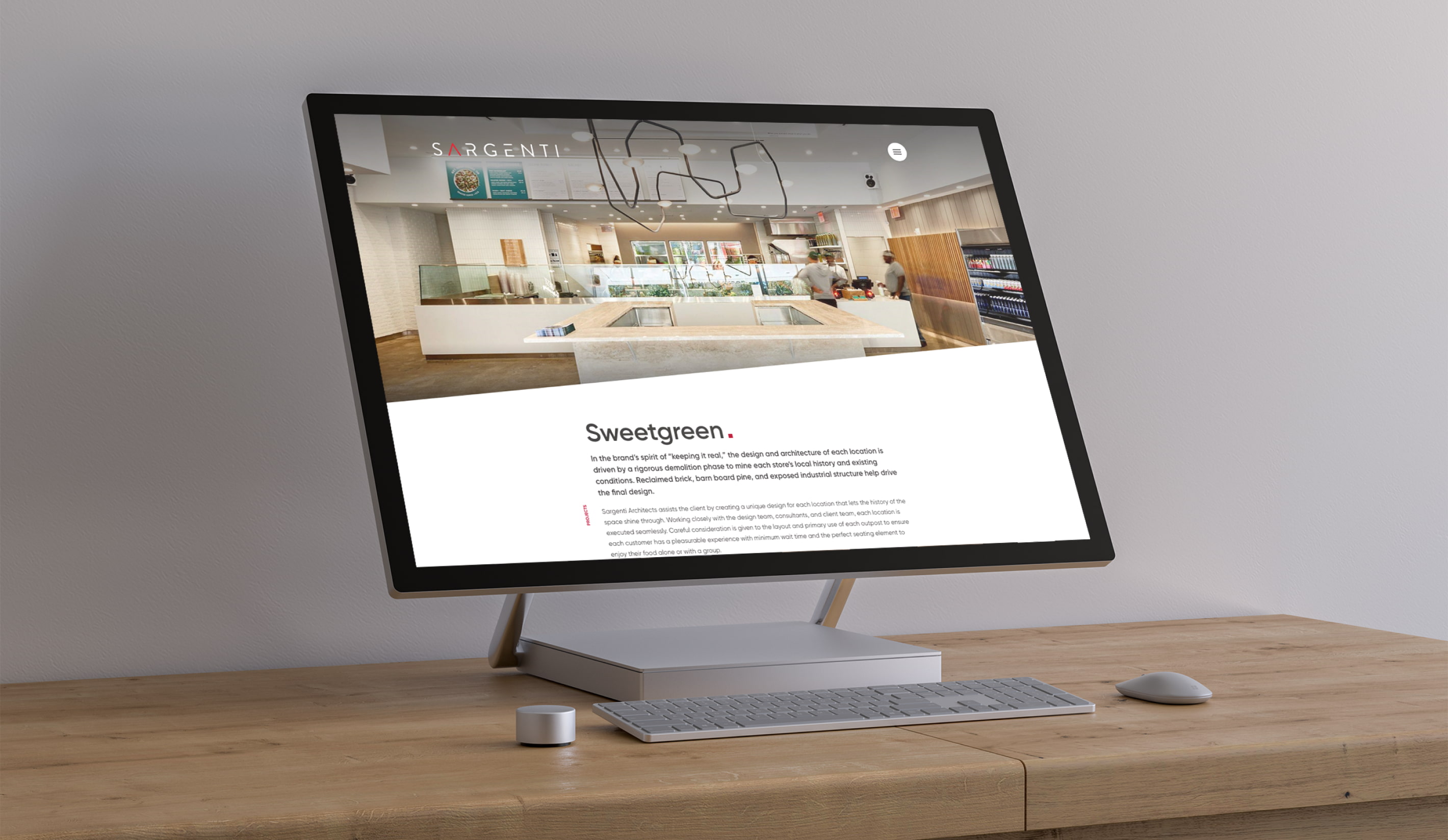 Sargenti desktop website mockup for Architecture marketing website design and branding.