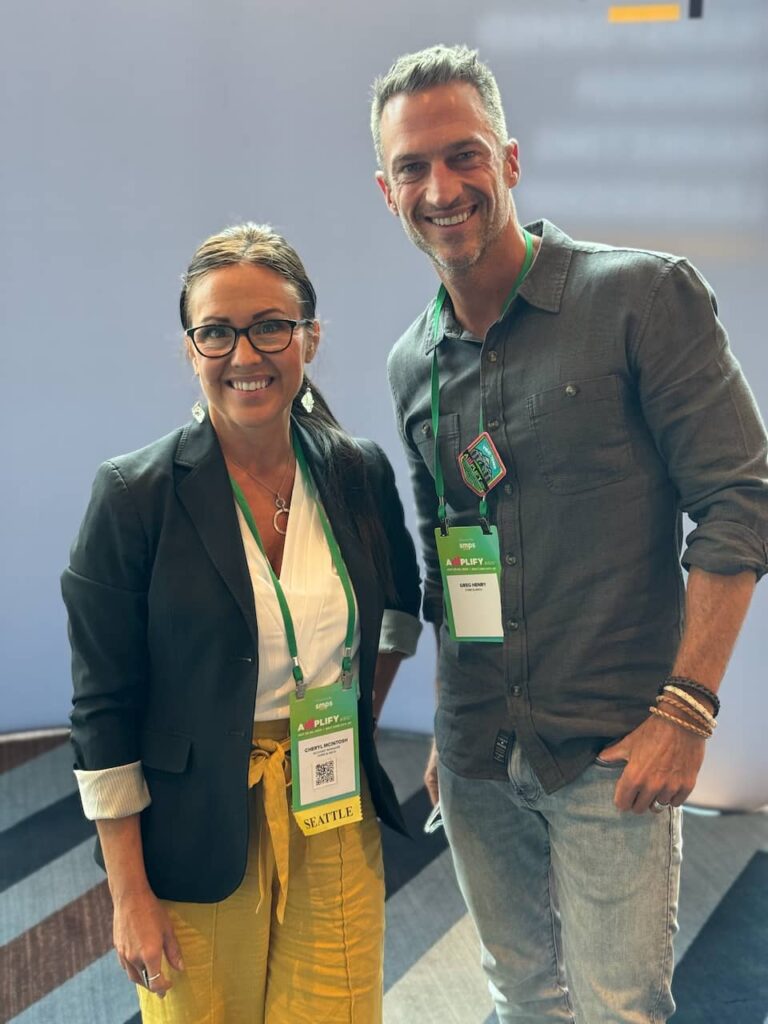 Third and Arch Branding Agency's CEO and Partner, Greg Henry pictured with Account Manager, Cheryl McIntosh at Amplify AEC Conference at the Hyatt Regency in Salt Lake City, Utah