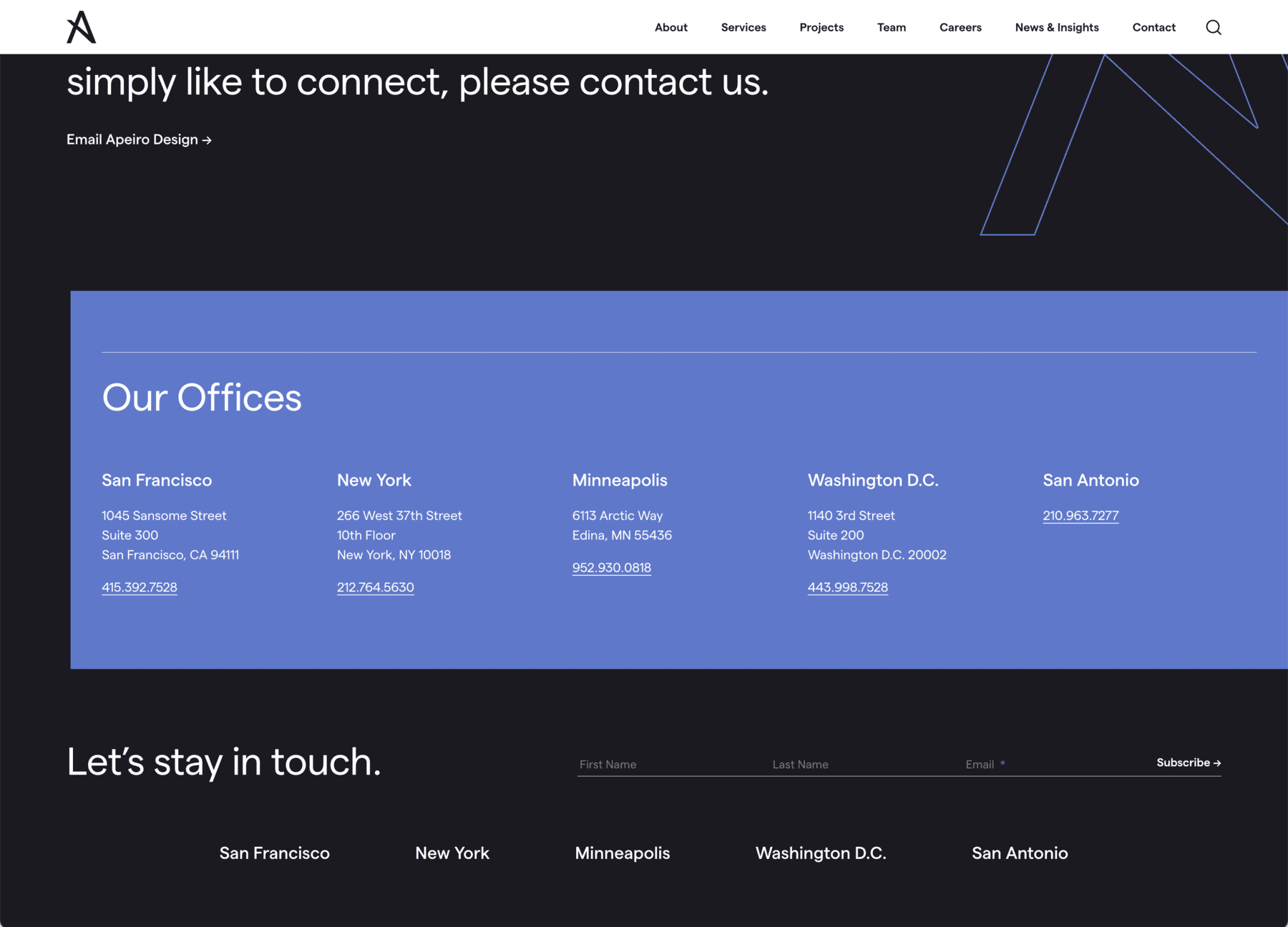 Apeiro Design Architecture Firm Contact Page Website Design