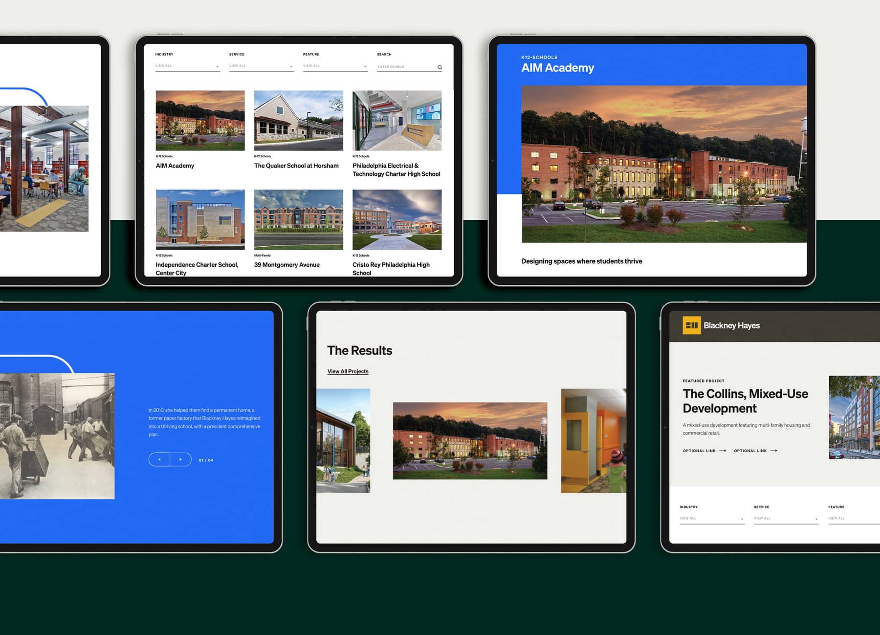 Blackney Hayes Architects web design on iPads