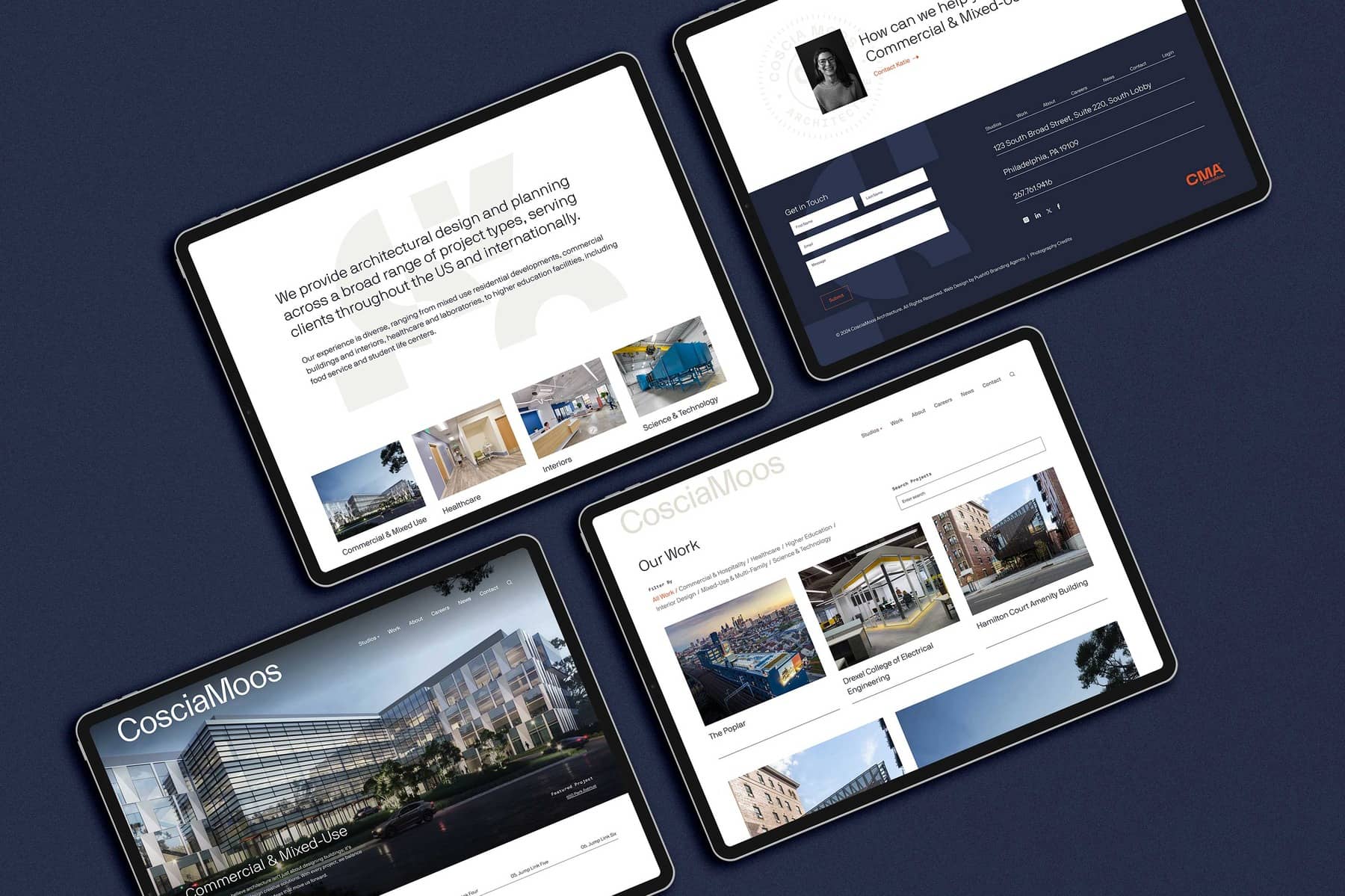 Coscia Moos Architecture Firm Portfolio Website Design on Tablet